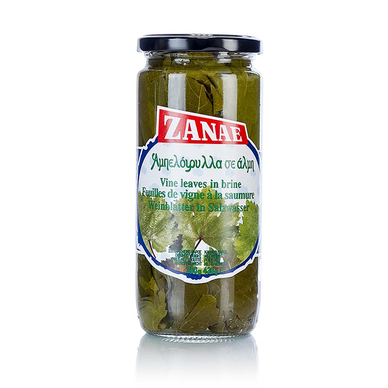 Zanae - Foglie di vite, in acqua salata, 430 g, circa 60 pezzi