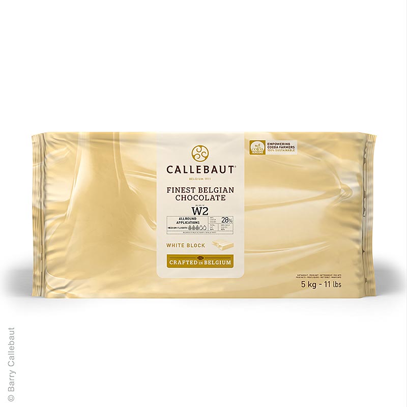 Cioccolato bianco, blocco, 28% burro di cacao, 22% latte, 5 kg