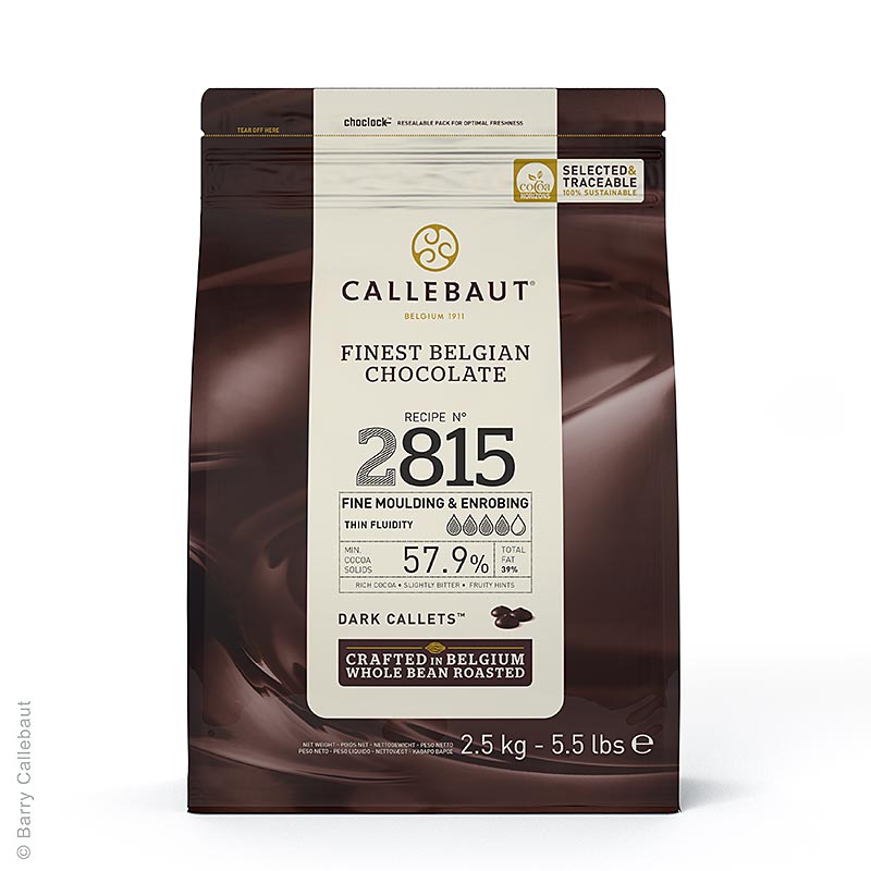 Callebaut - Cioccolato fondente Excellent, Callets, 57,9% Cacao, 2,5 kg
