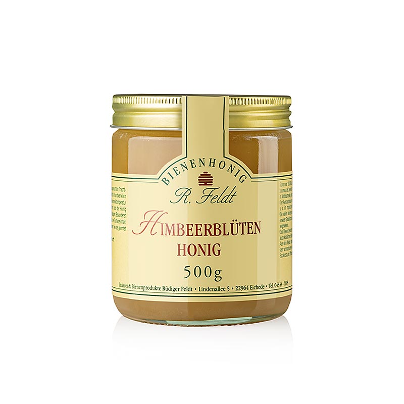 Apicoltura Feldt -Miele, chiaro, dal sapore delicatamente fruttato, con un raffinato aroma di lampone, 500 g
