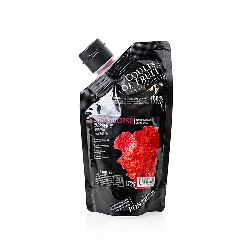 Une délicieuse sauce dessert à la framboise avec 80% de fruits, idéale pour affiner les pâtisseries, les puddings et les glaces.