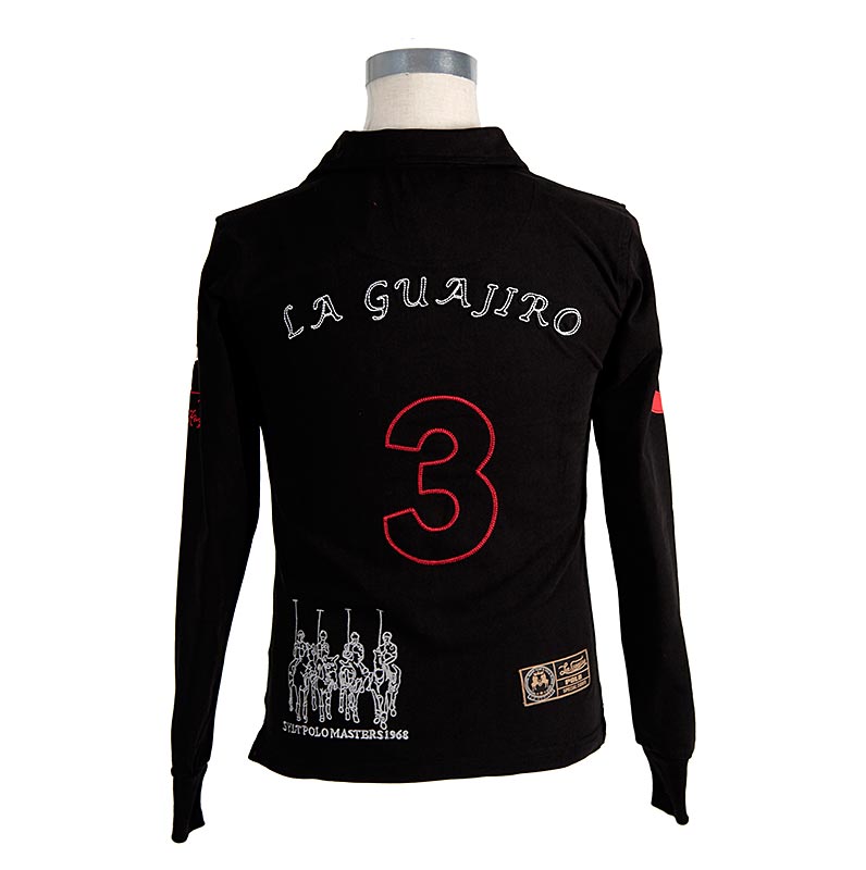 EDITION BOS FOOD Polo-Shirt La Guajiro, Langarm, schwarz/rot, Damen Gr. XS, 1 St