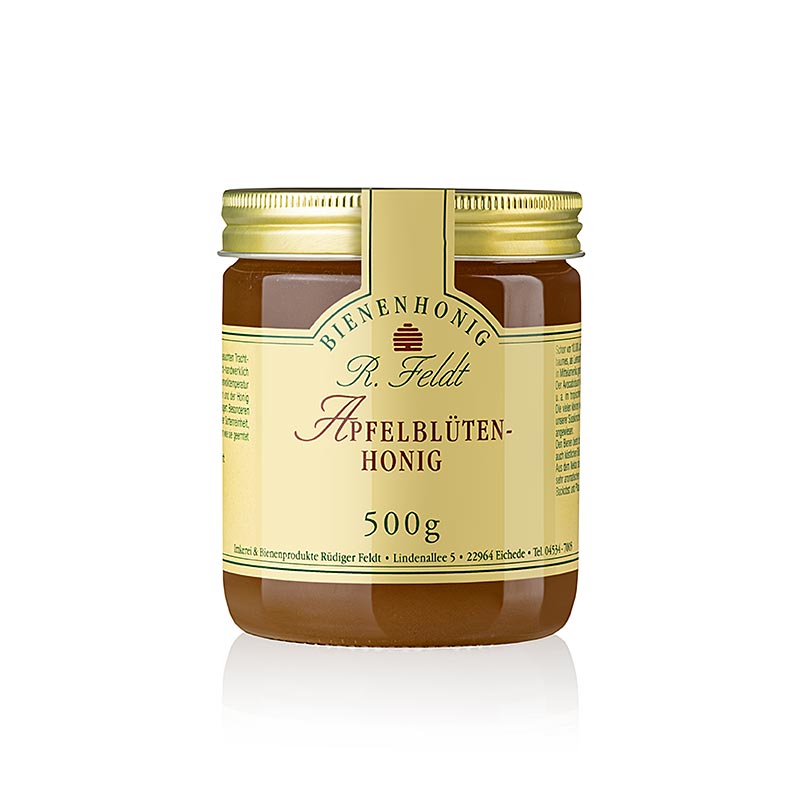 Imkerei Feldt - Apfelblüten-Honig, hell, mild-cremig, feines Apfelaroma, selten, 500 g