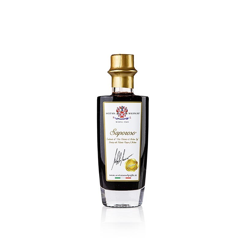 Condiment balsamique « Saporoso Riserva », 8 ans d'âge, chêne et acacia, Malpighi, 100 ml Vinaigre et huile | thungourmet