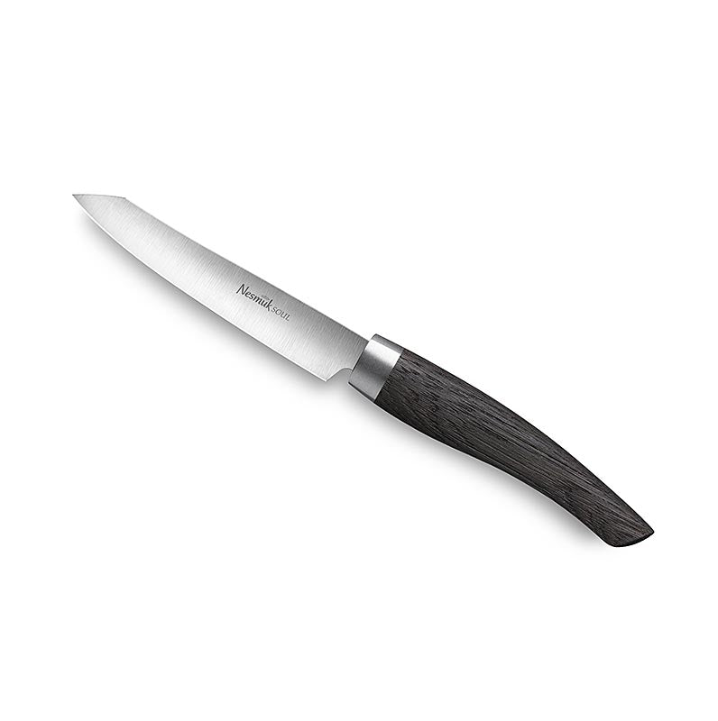 Nesmuk Soul 3.0 Coltello da ufficio/da sbucciatura, 90 mm, ghiera in acciaio inossidabile, manico in quercia di Moore, 1 pz.