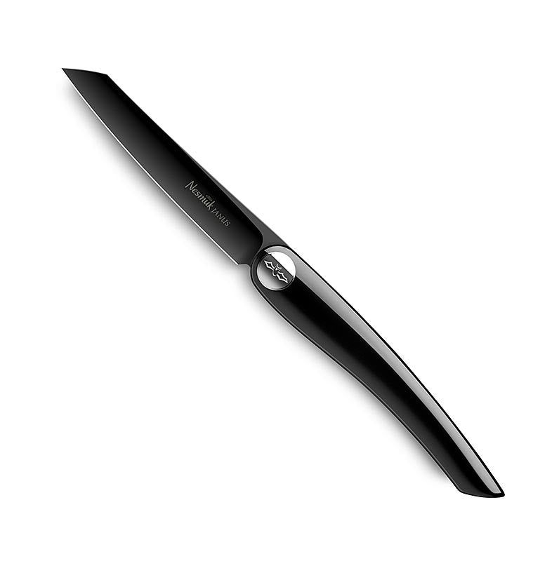 Coltello pieghevole (folder) Nesmuk Janus, 202 mm (115 mm chiuso), finitura laccata nera lucida, 1 pz.
