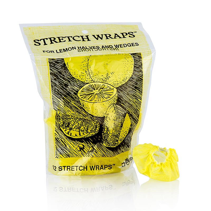 The Original Lemon Stretch Wraps - Telo da portata al limone, giallo con elastico, 12 pezzi.