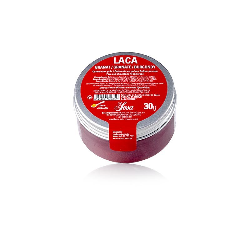 Sosa Lebensmittelfarbe, Puder, Granat - /Burgunderrot, fettlöslich, 30 g | Lebensmittelzusatzstoffe | thungourmet