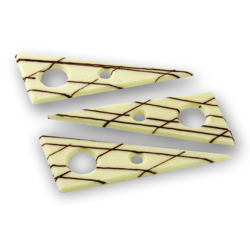 Topper decorativo "Tramontana" - triangolo, traforato, cioccolato bianco, a righe, 690 g, 131 pz.