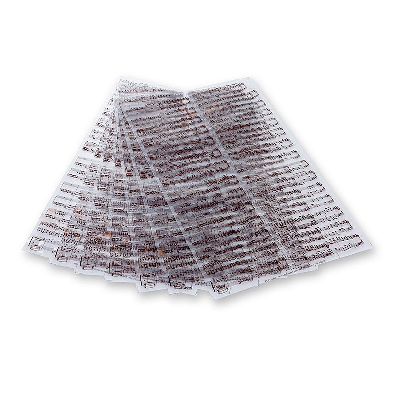 Dekor - Abziehfolie "Musiknoten - Blatt" für Schokolade, 40x25cm, 17 Blatt | Patisserie, Dessert, Sirup | thungourmet