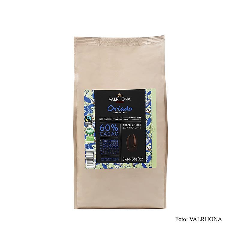Valrhona Oriado, Couverture Dunkel, Callets, 60% Kakao, BIO, 3 kg | Couverture, Schoko - Formen, Schoko - Produkte | thungourmet