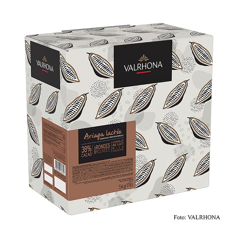 Valrhona Ariaga Lactee, cioccolato al latte da copertura, callets, 38% Cacao, 5 kg