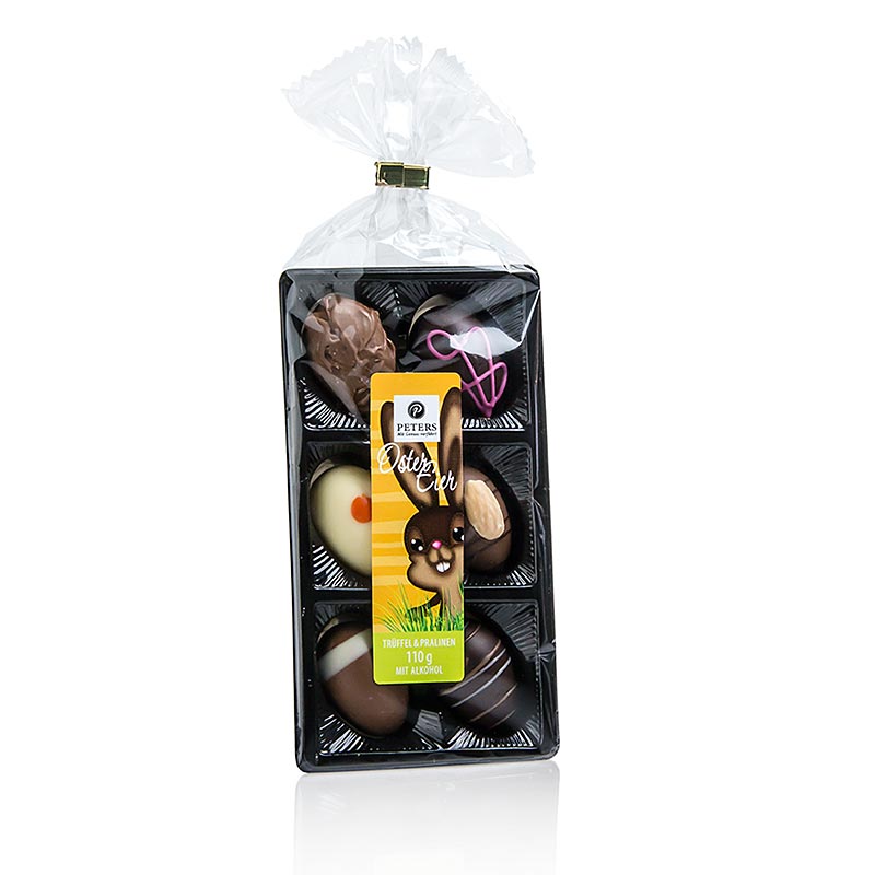 Cioccolatini al tartufo a forma di uovo di Pasqua, con alcol, Peters, 110 g