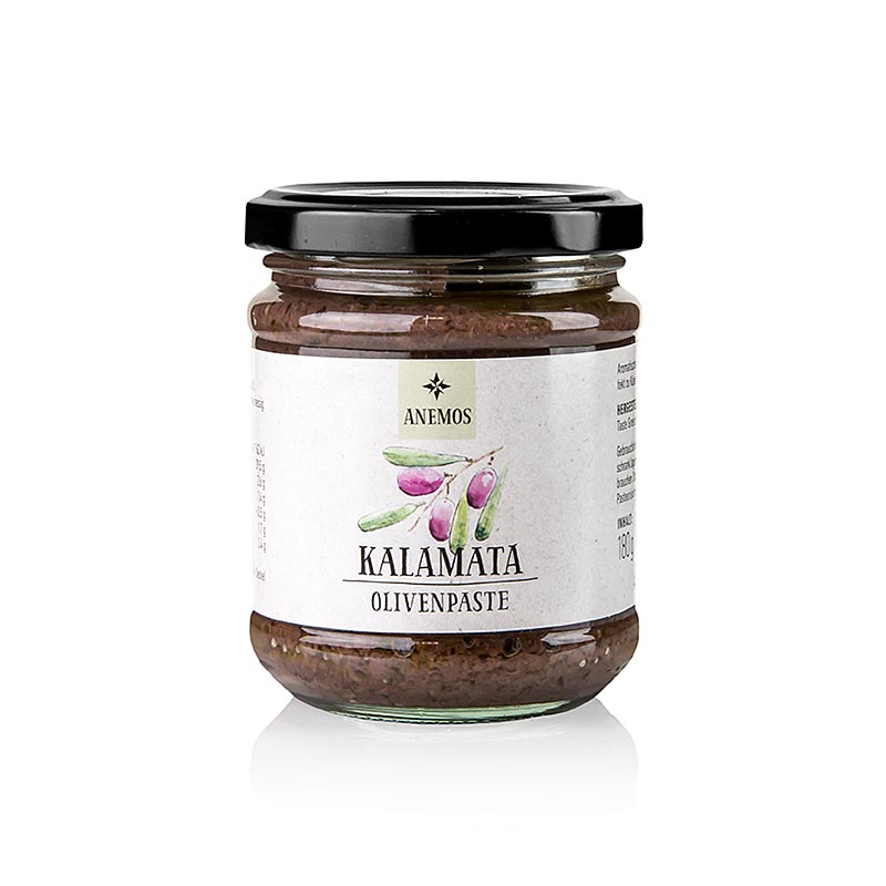 Oliven - Paste - Tapenade, schwarz, aus Kalamata - Oliven, ANEMOS, 180 g | Eingelegtes, Eingemachtes, Antipasti | thungourmet