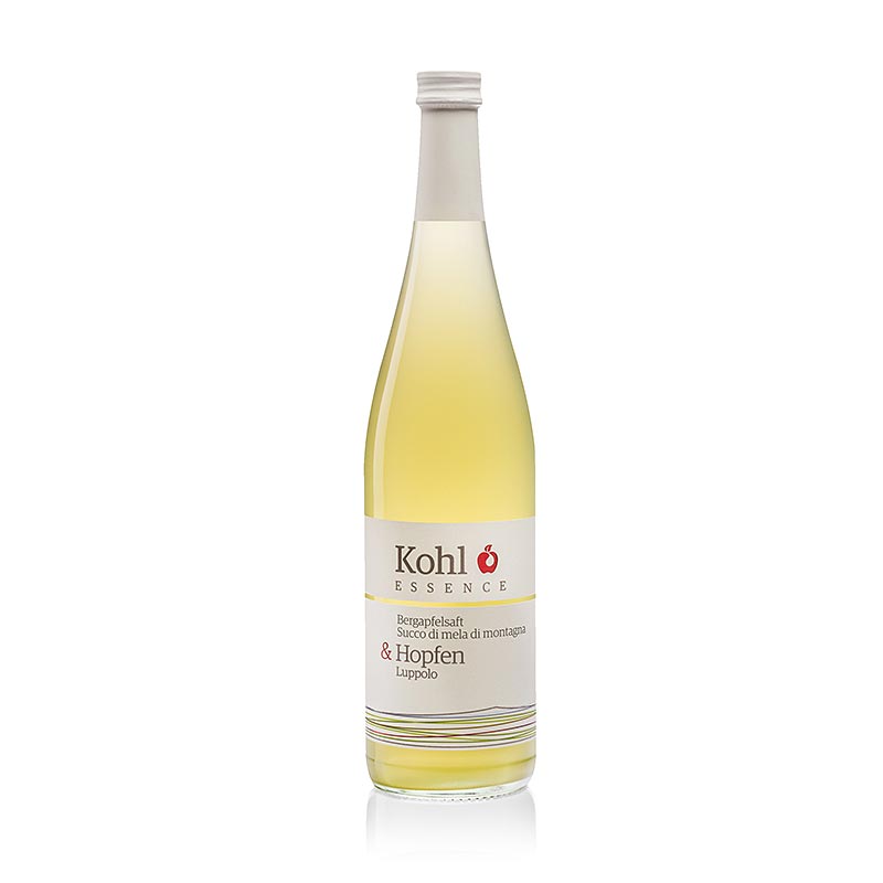Bergapfelsaft + Hopfen, 750 ml - Intensives Strohgelb, würzig-herbe Aromen, harmonisch und elegant, fest und vollmundig, perfekt zu würzigen, scharfen und gegrillten Gerichten