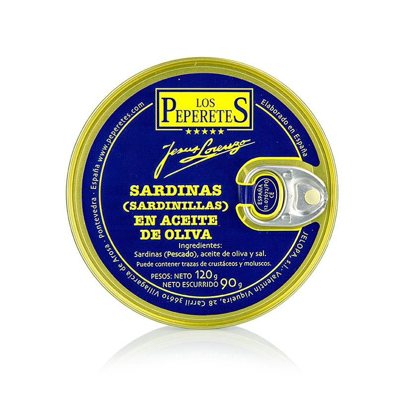 Sardinillas, ohne Kopf, in Olivenöl, Los Peperetes - es gibt keine Besseren!, 120 g | Kaviar, Austern, Fisch - und Meerestier - Produkte | thungourmet