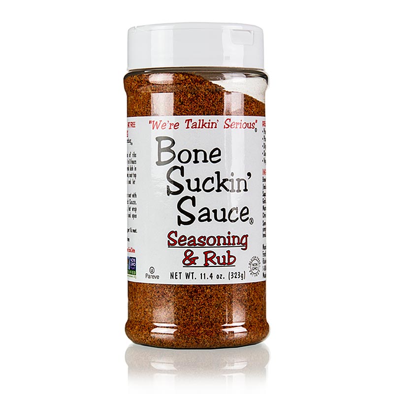 BBQ-Gewürzzubereitung Bone Suckin' Regular Seasoning & Rub von Ford's Food, 323 g Dose, ideal für Fleisch, Fisch und Gemüse, verleiht köstliches Raucharoma, perfekt für Hobbyköche und Liebhaber des authentischen amerikanischen BBQ