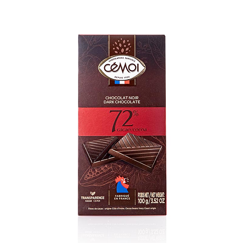 Tavoletta di cioccolato fondente al 72% Cacao, Cémoi, 100 g