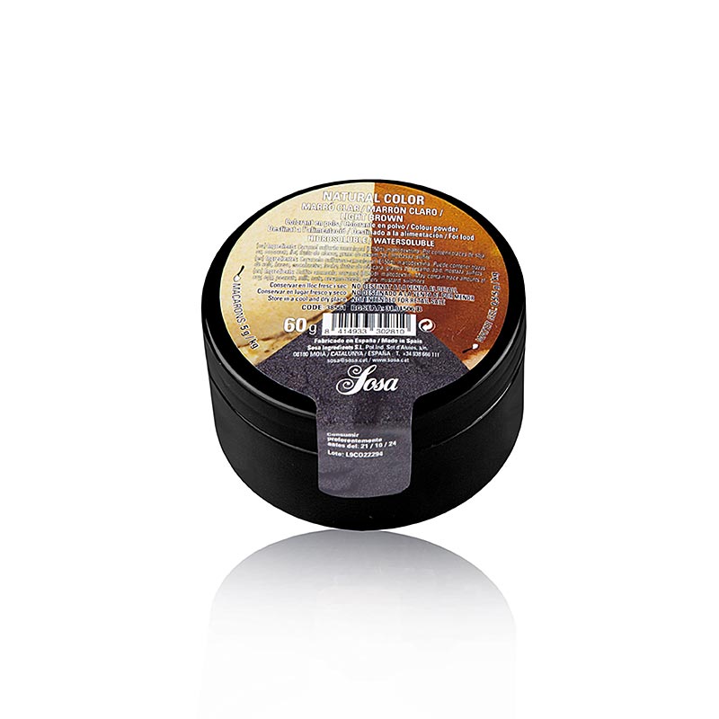 Colorant alimentaire naturel Sosa brun clair, en poudre, soluble dans l'eau (38561), 60 g