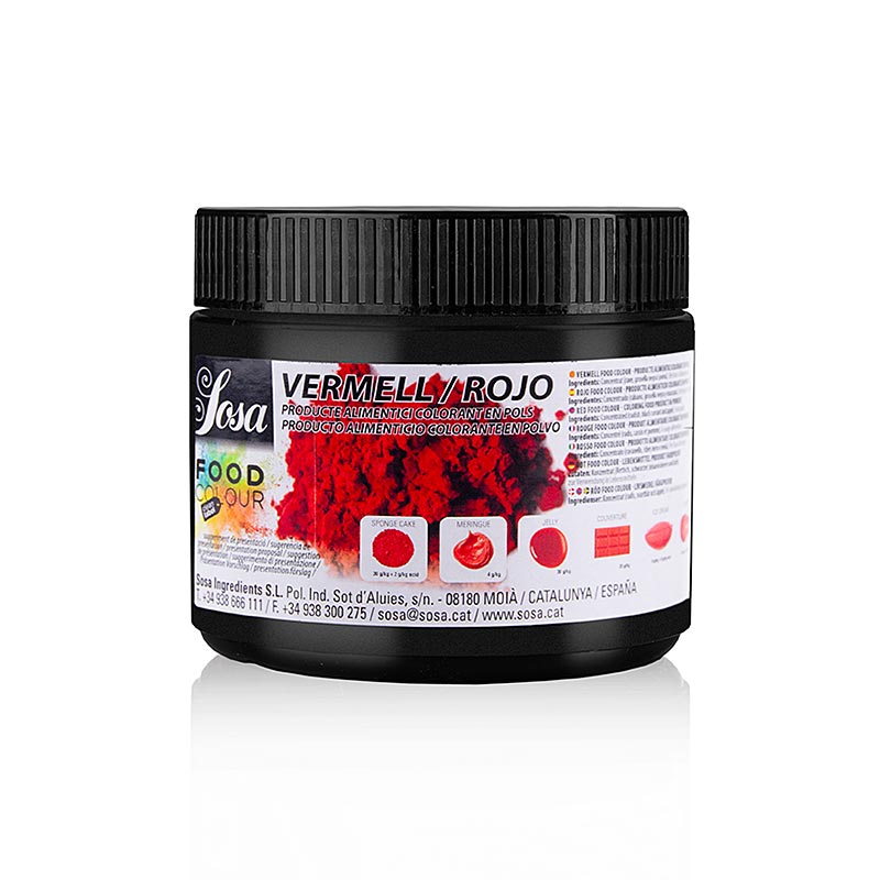 Colorant alimentaire Sosa naturel, en poudre, rouge, soluble Lipides et dans l'eau (37899), 200 g