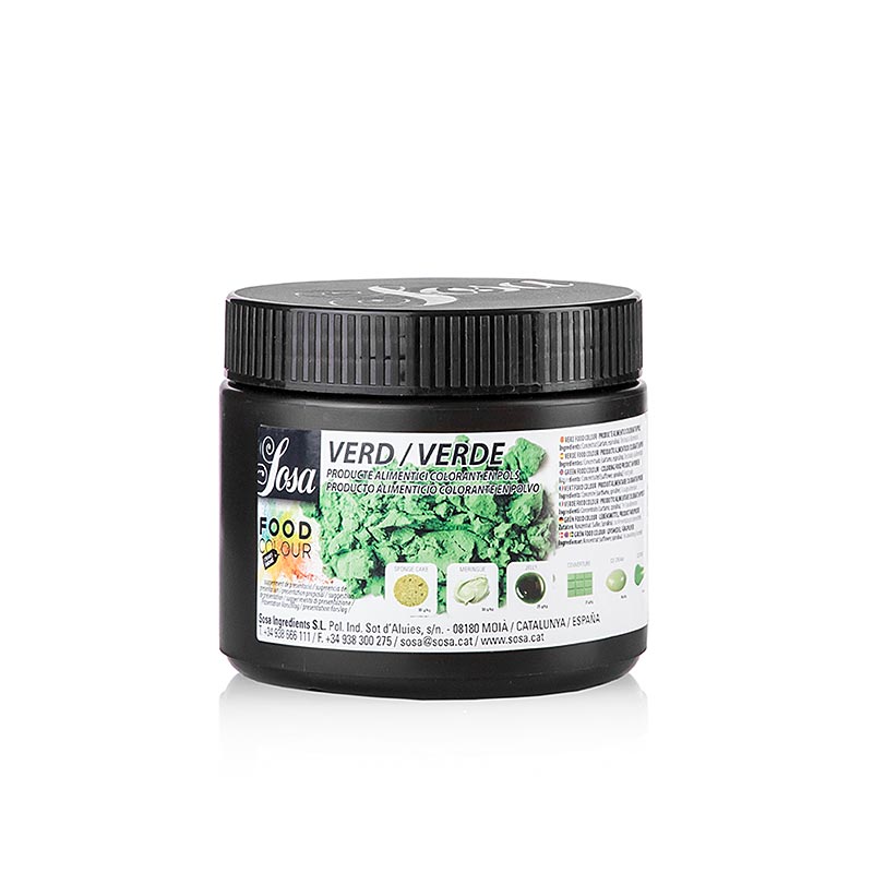 Colorant alimentaire Sosa naturel, en poudre, vert, soluble Lipides et dans l'eau (37900), 200 g