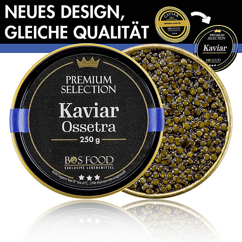 BOS FOOD Premium Selection - Caviar Ossetra/Osietra, Acipenser gueldenstaedtii, Chine, 250 g