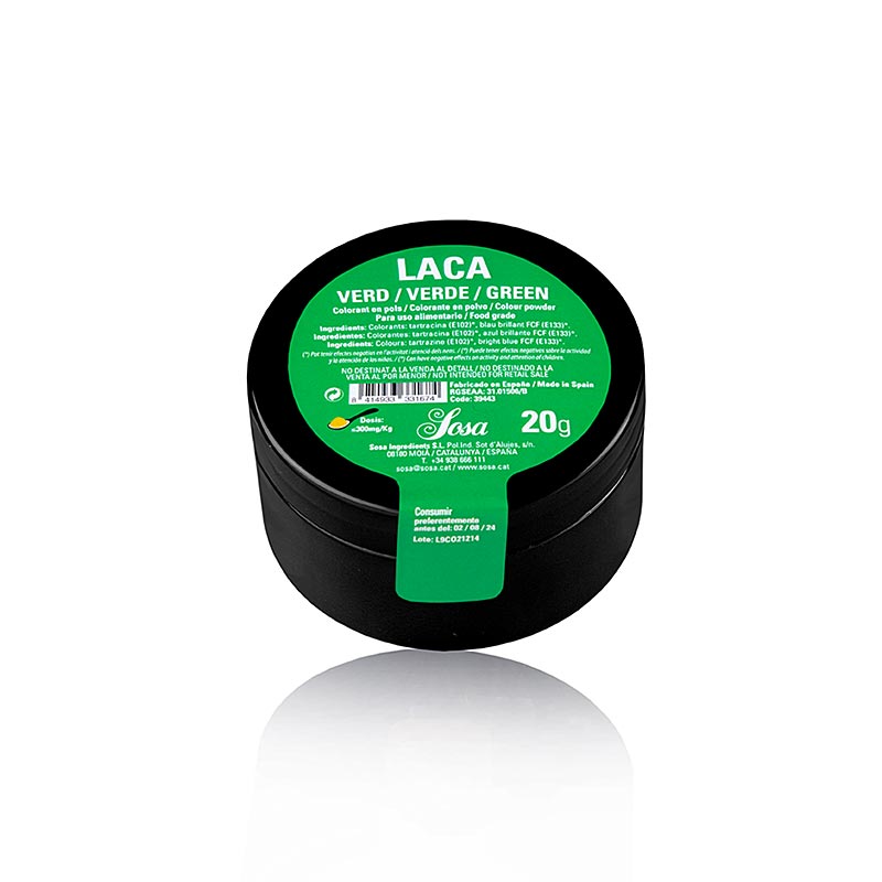 Colorant alimentaire Sosa , poudre, vert, soluble dans la graisse, 20 g