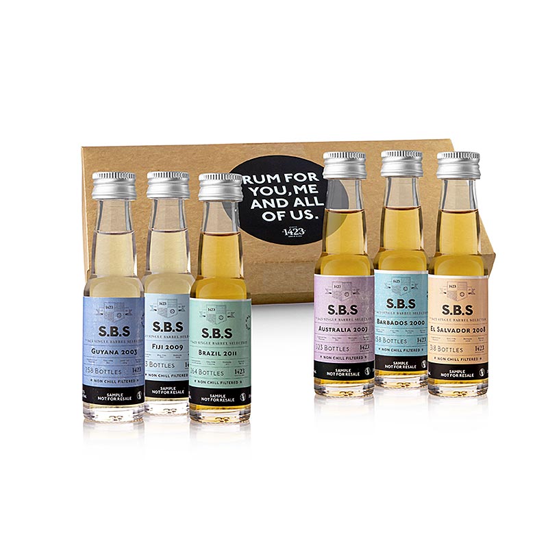 SBS Rum-Erlebnis Paket, Raritäten in Fassstärke, 120 ml, 6 x 20ml - Eine Auswahl exklusiver Rumsorten in Fassstärke, präsentiert in praktischen 20 ml Fläschchen