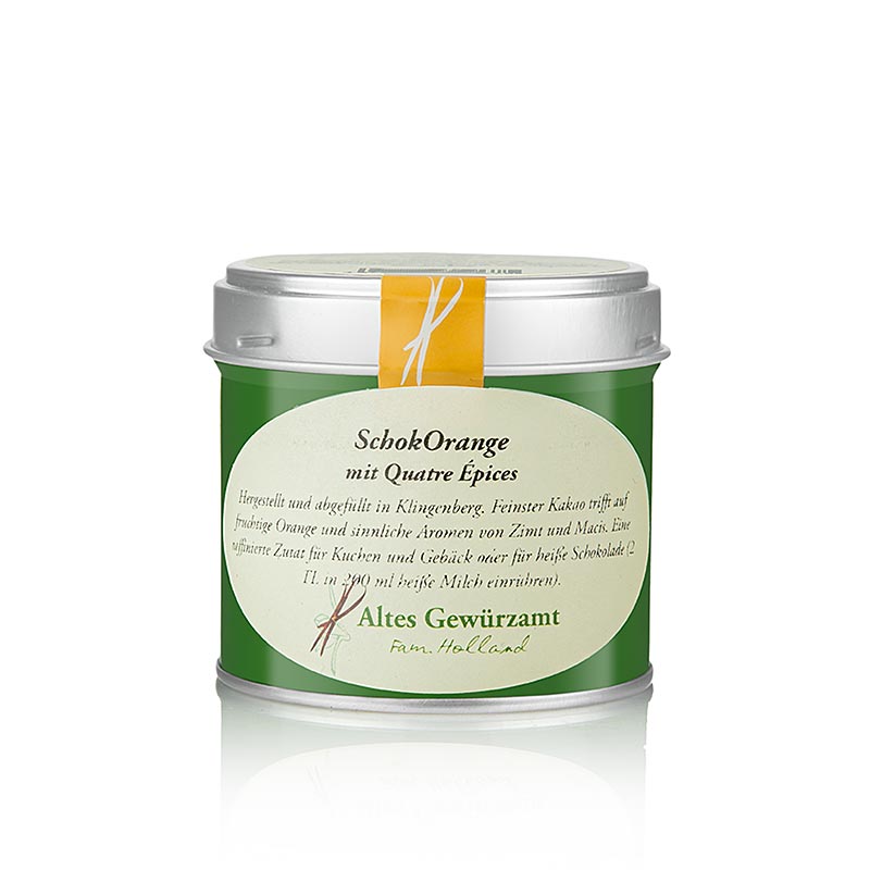 SchokOrange mit Quatre Èpices, Kakaoprodukt, Altes Gewürzamt, 90 g | Salz, Pfeffer, Gewürze, Aromen,Trockengemüse | thungourmet