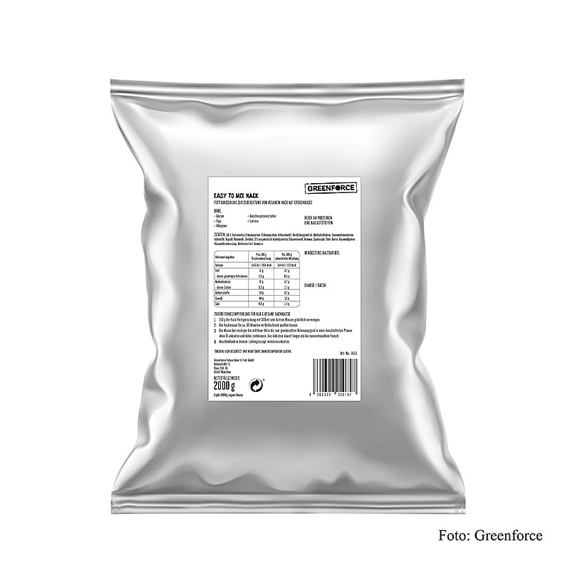 Miscela pronta per macinato vegano Greenforce, a base di proteine di pisello, 2 kg