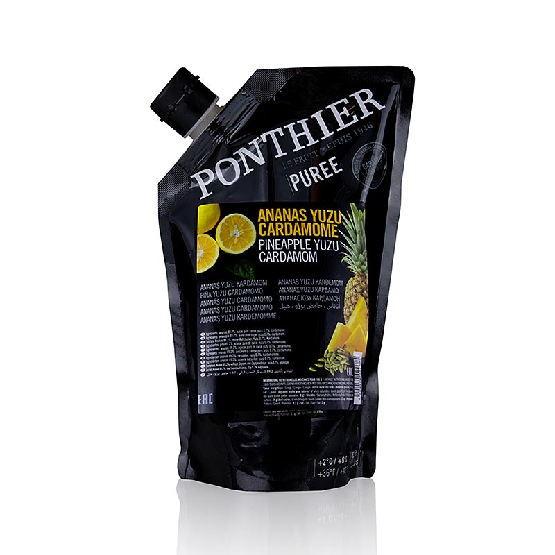 Püree - Ananas, Yuzu, Kardamom & Zucker Püree (Cocktailbase) in einem praktischen 1 kg-Behälter