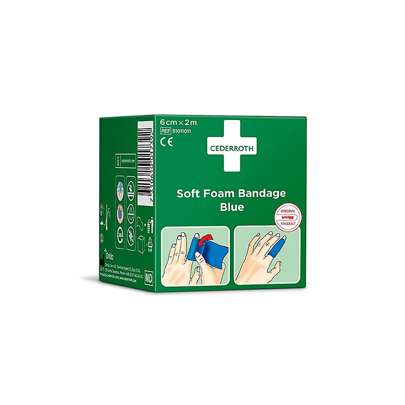 Cederroth - Bandage en mousse souple, bleu, 6 cm x 2 m (51011011), 2 m