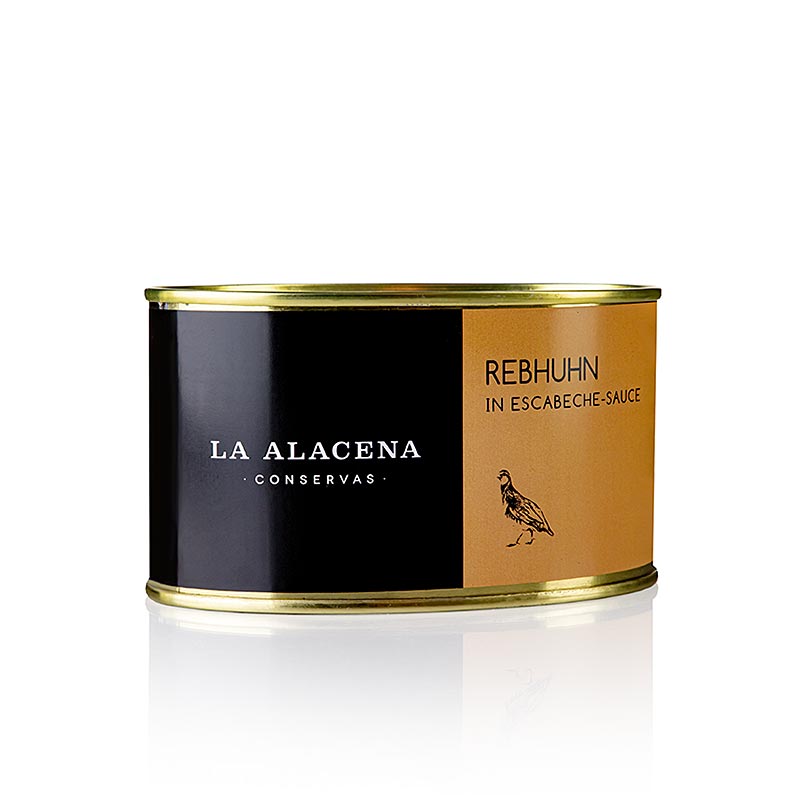 Perdiz en Escabeche - Rebhuhn, ganz, La Alacena, 490 g: Traditionelle spanische Delikatesse aus zartem Rebhuhn, perfekt gegart und mit köstlichen Kräutern gefüllt, ideal für besondere Anlässe oder als kulinarisches Geschenk