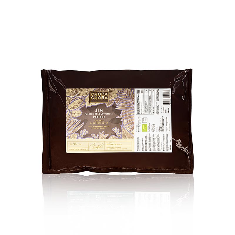 Pasiona, copertura al latte al 41%, callets, Choba Choba, BIO, 2 kg