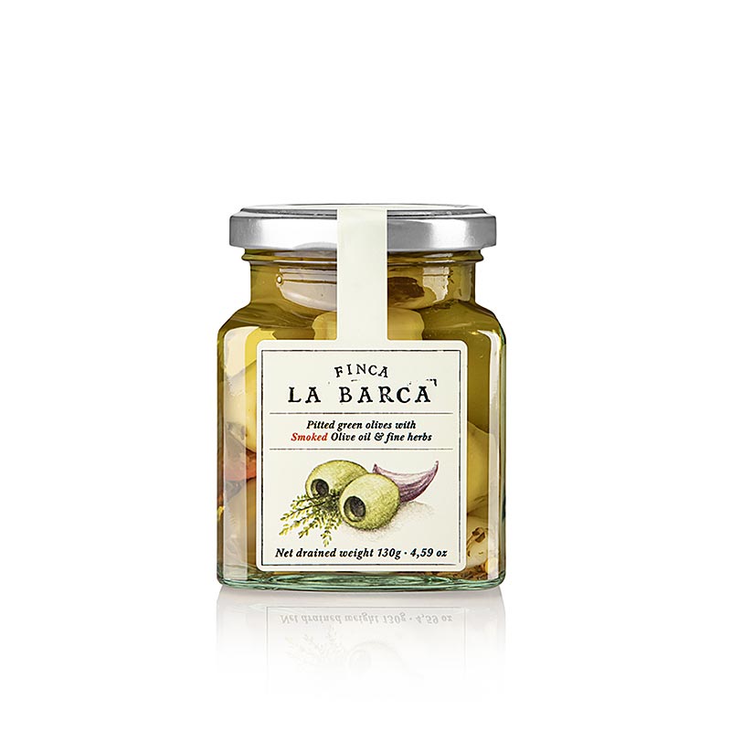Olive verdi, snocciolate, alle erbe aromatiche (Fine Herbs), Finca La Barca, 130 g
