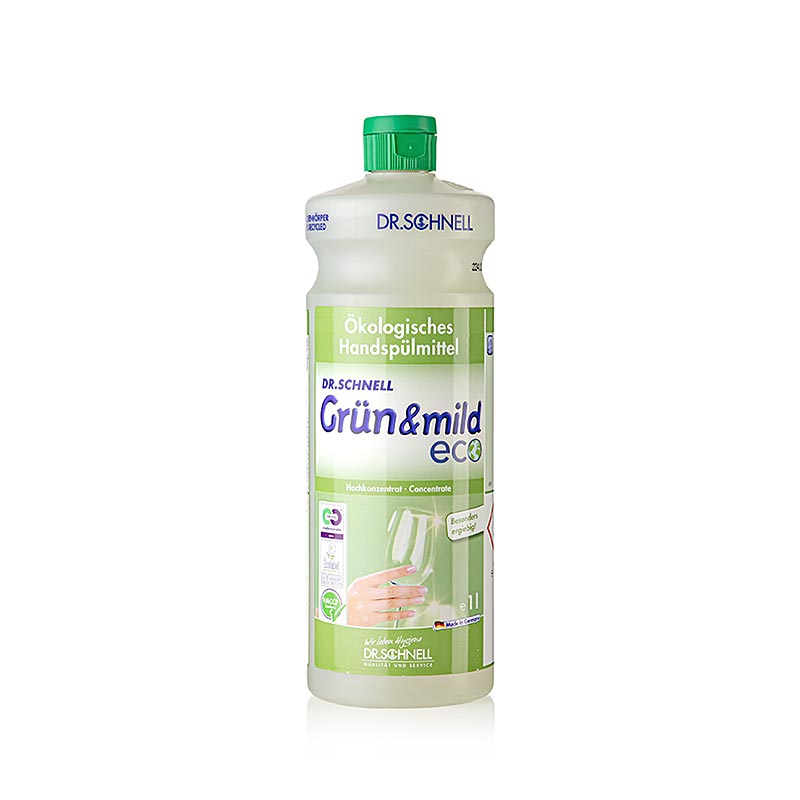 Dr. Schnell - Liquide vaisselle mains "Grün & Mild eco", écologique, concentré, 1 l