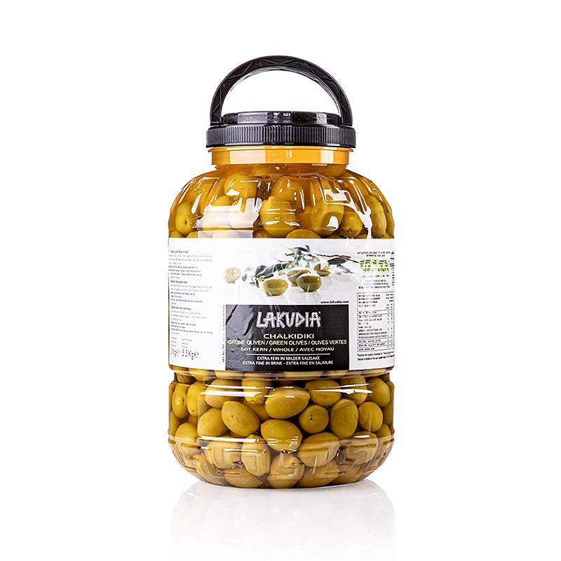 Olives vertes "Chalkidiki Colossal", dénoyautées, Lakudia, 5,5 kg