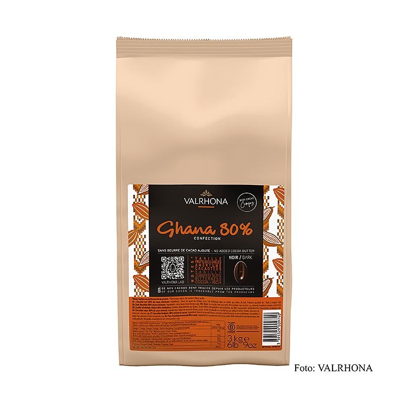 Valrhona Compoz Schokoladen - Kakaobasis Ghana 80%, Callets, 3 kg | Couverture, Schoko - Formen, Schoko - Produkte | thungourmet