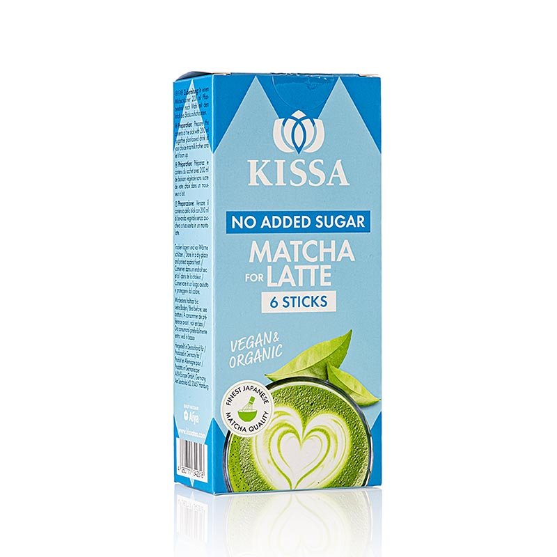 KISSA - Matcha for Latte NO SUGAR ADD., Tee Mix Sticks, BIO, 60 g, 6 x 10g | Kaffee, Tee, alkoholfreie Getränke | thungourmet