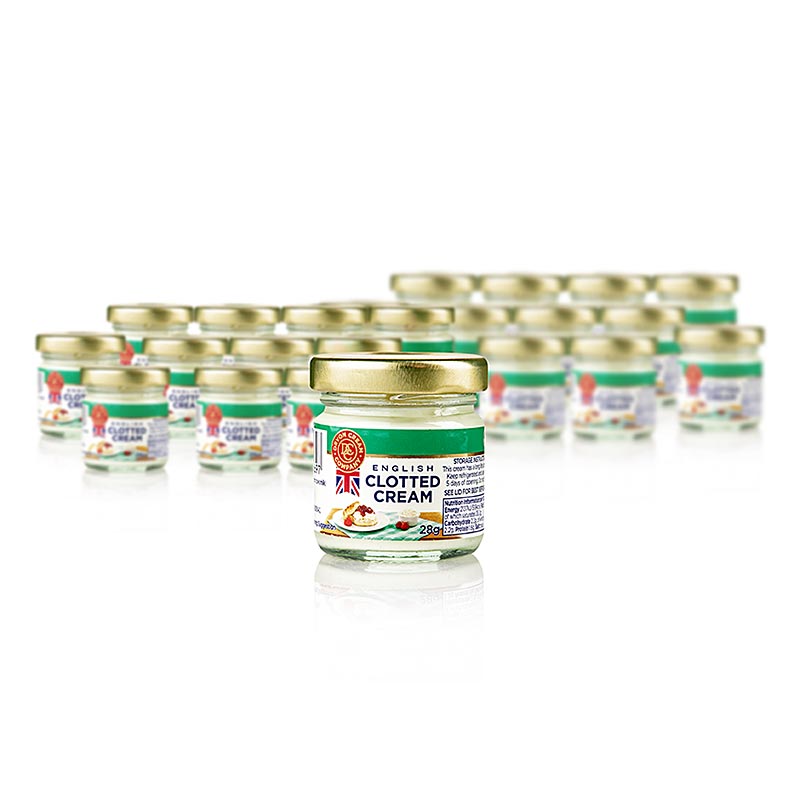 Crème épaisse anglaise (clotted cream), 56 % de matière grasse, pot individuel, Devon, 672 g, 24 x 28 g