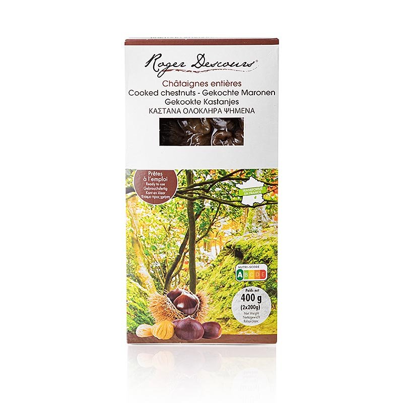 Roger Descours Maronen, ganz, geschält, gekocht, vakuumiert, 400 g, 2 x 200g | Reis, Hülsenfrüchte, Nüsse, Maronen | thungourmet