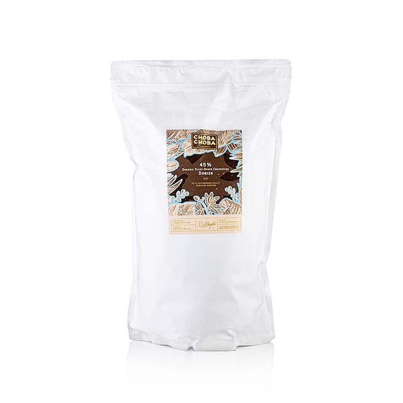 Doriza, couverture végétalienne, 45 % Cacao, à l'avoine, callets, Choba Choba, BIO, 3 kg