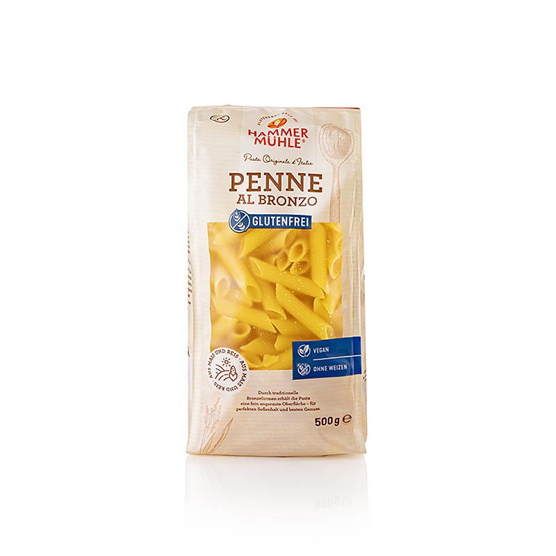 Pâtes, penne au maïs et au riz, sans gluten, Hammermühle, 500 g