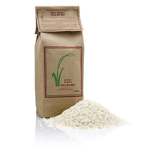 Arroz Bomba, riz à grain rond, pour paella et risotto, delta de l'Èbre/Espagne, 1 kg Riz, légumineuses, noix, châtaignes | thungourmet