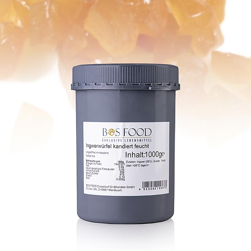 Cubes de gingembre, confits, humides, 1 kg