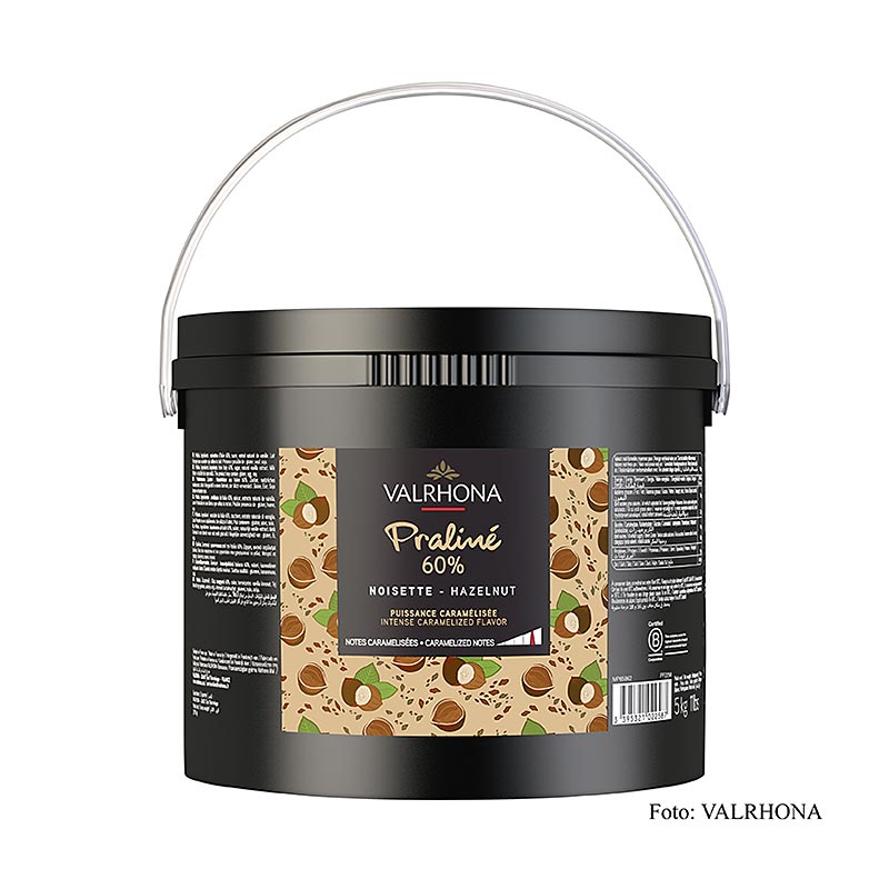 Masse praliné fin, 60% noisettes, notes intenses de noisettes et de caramel prononcé, 5 kg