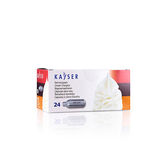 Capsules de crème fraîche jetables pour tous les systèmes habituels, Kayser, 24 pièces, idéales pour la préparation de crème fraîche à la maison ou au café