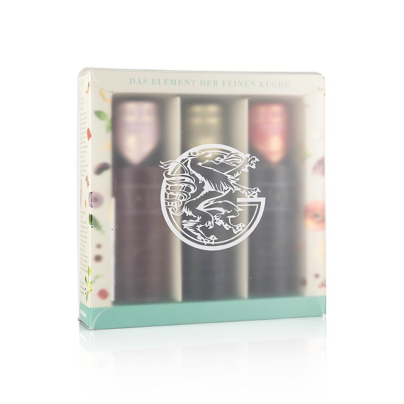 Gölles Essig - Set vaporisateur : vinaigre de framboise, Schilcher et balsamique, 375 ml, 3 x 125 ml | Vinaigre & huile | thungourmet