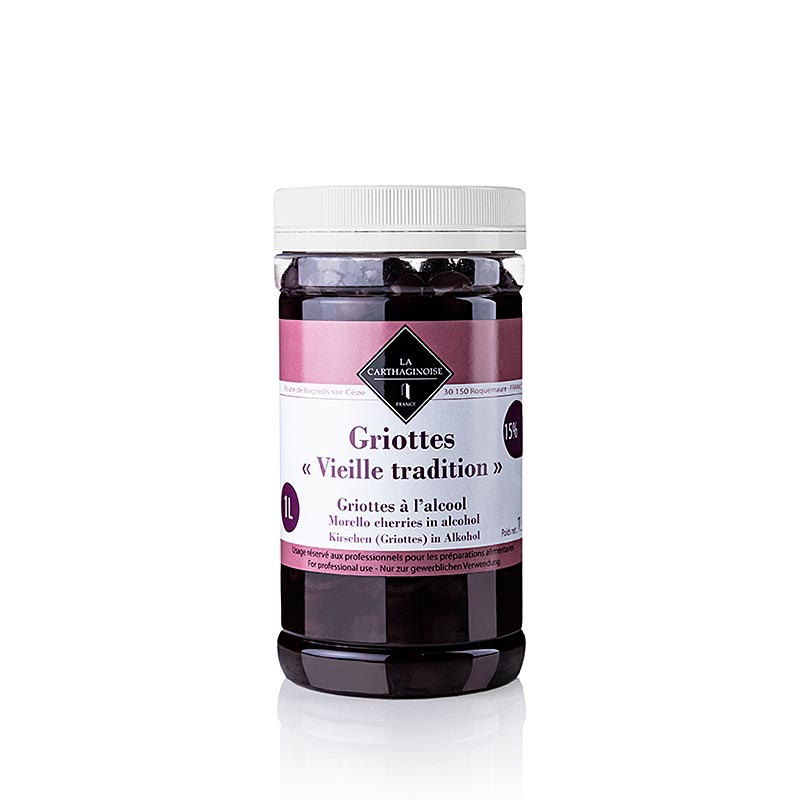 Griottes - griottes, à l'eau-de-vie de cerise, sans noyau ni queue, 15% vol, 1 kg