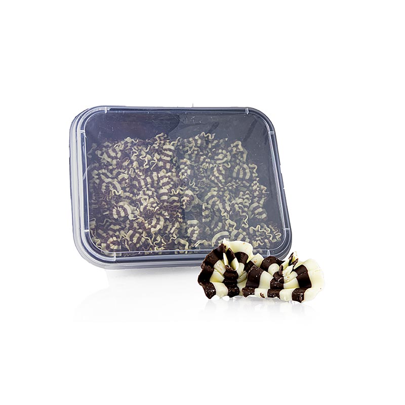 Décorations "Forest Mini" - Éventail en chocolat, chocolat blanc/noir, 33x26mm, 1 kg, env.500 pcs.